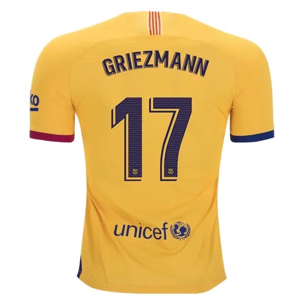 Camiseta Barcelona NO.17 Griezmann 2ª 2019-2020 Amarillo